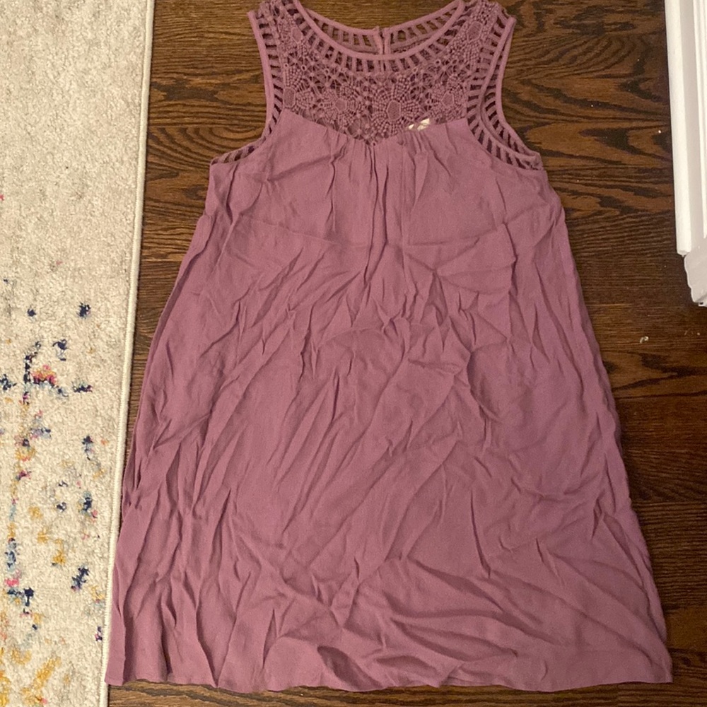 Muted purple, sleeveless dress, with fun detailed on chest and upper back - S